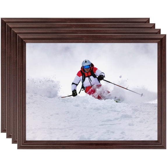 ArtToFrames 4" x 8" Brown Picture Frame, 4x8 inch Red Wood Poster Frame (WOM-4092), 4 Pack