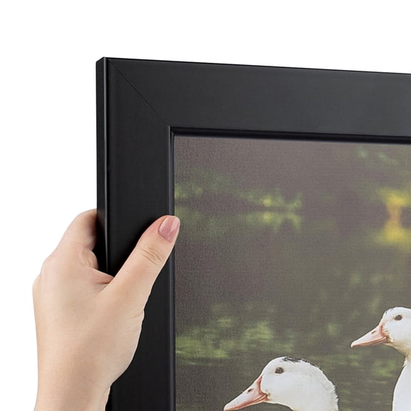 ArtToFrames 4" x 9" Satin Black Step Lip Picture Frame, 4x9 inch Black Wood Poster Frame (WOM-1452)