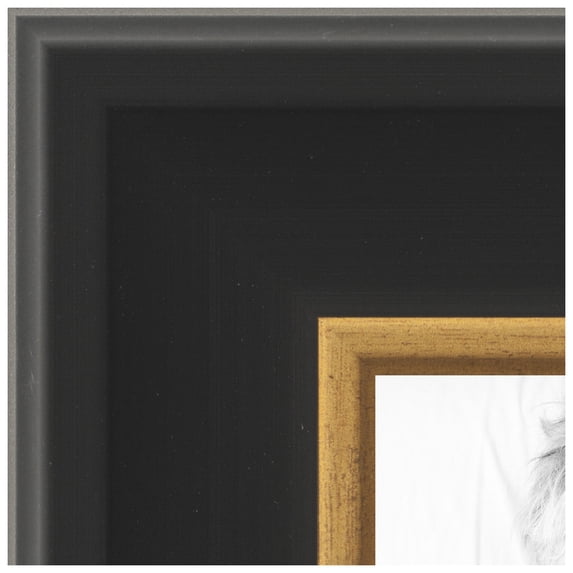 ArtToFrames 4x17 inch Black Velvet with Gold - 2 Picture Frame, Black MDF Poster Frame (4692)