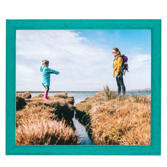 ArtToFrames 4x4" Aqua Picture Frame, Green Wood Poster Frame, with Regular Glass and 2 (FBPL-4428)