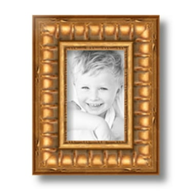 ArtToFrames 4x6" Gold Picture Frame, Gold Wood Poster Frame, with Regular Glass and 2 (FBPL-4293)
