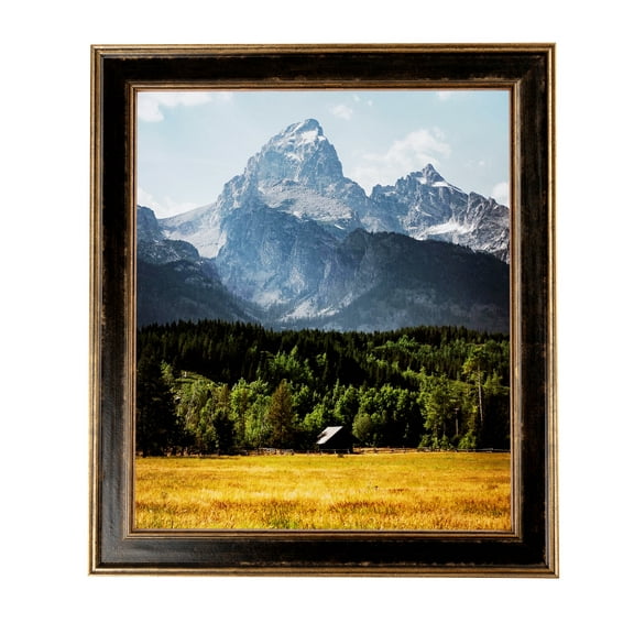 ArtToFrames 4x9" Black Panel With Gold Lip Picture Frame, Multi Wood Poster Frame, with Regular Glass and 2 (FBPL-5092)