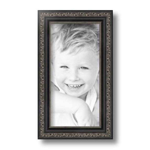 ArtToFrames 5" x 10" Antique Black Picture Frame, 5x10 inch Black Wood Poster Frame (WOM-5106)