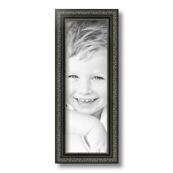 ArtToFrames 5" x 15" Antique Black Picture Frame, 5x15 inch Black Wood Poster Frame (WOM-5106)