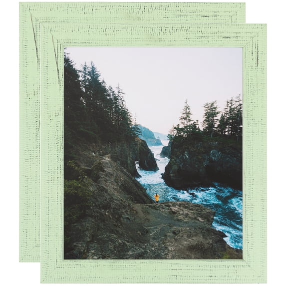 ArtToFrames 5" x 16" Pale Green Picture Frame, 5x16 inch Green Wood Poster Frame (WOM-4605), 2 Pack