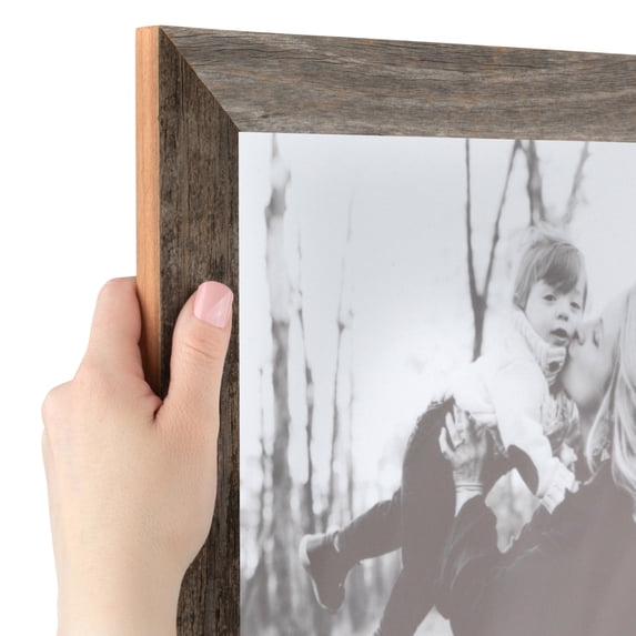 ArtToFrames 5" x 16" Winter White Barnwood 1.5 Inch Picture Frame, 5x16 inch Brown MDF Poster Frame (WOM-4661), Pack