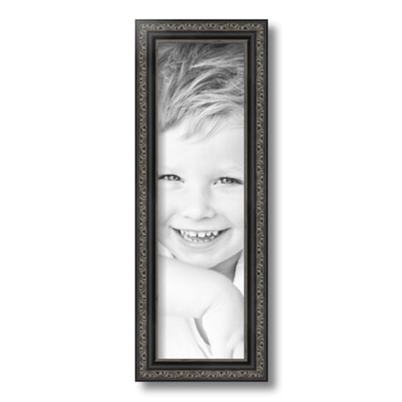 ArtToFrames 5" x 17" Antique Black Picture Frame, 5x17 inch Black Wood Poster Frame (WOM-5106)