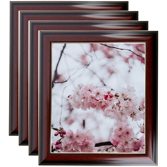 ArtToFrames 5" x 23" Matte Mahogany with Gold Accent Diploma Picture Frame, 5x23 inch Brown Wood Poster Frame (WOM-5109), 4 Pack