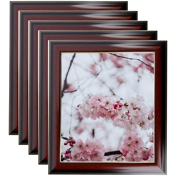 ArtToFrames 5" x 33" Matte Mahogany with Gold Accent Diploma Picture Frame, 5x33 inch Brown Wood Poster Frame (WOM-5109), 5 Pack