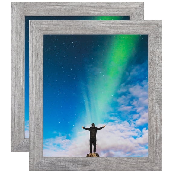 ArtToFrames 5" x 33" Winter White Barnwood 1.5 Inch Picture Frame, 5x33 inch Brown MDF Poster Frame (WOM-4661), 2 Pack