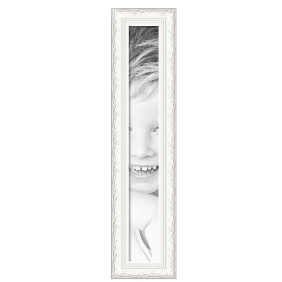 ArtToFrames 5" x 36" Majestic White Picture Frame, 5x36 inch Silver Wood Poster Frame (WOM-5198), Pack