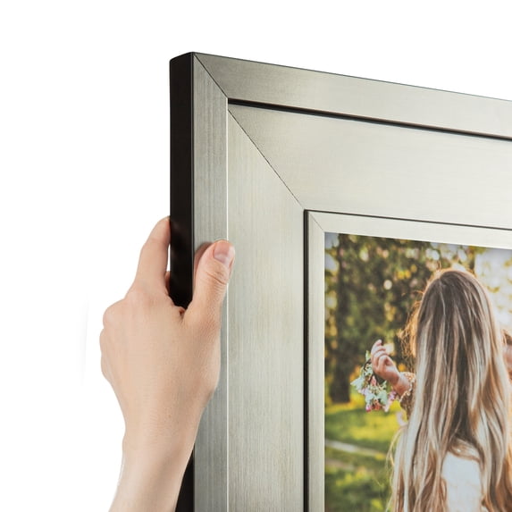ArtToFrames 5" x 48" Platinum Ridge Brushed Slvr Picture Frame, 5x48 inch Silver Wood Poster Frame (WOM-5249), Pack