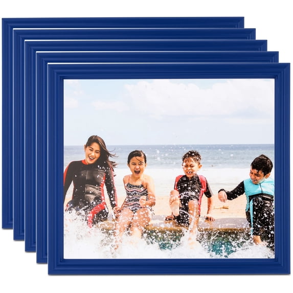 ArtToFrames 5" x 5" Blue Picture Frame, 5x5 inch Blue Wood Poster Frame (WOM-4158), 5 Pack