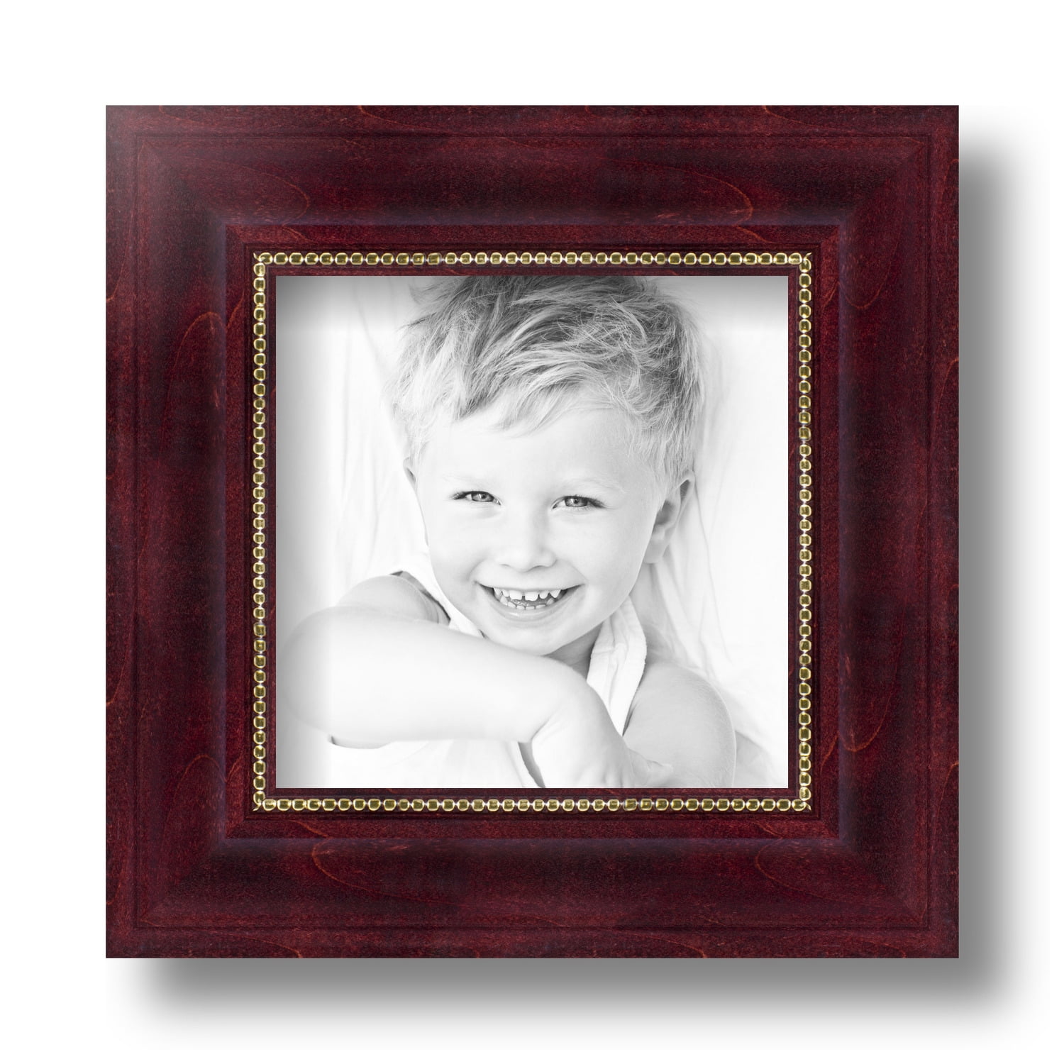 ArtToFrames 5" x 5" Cherry Stain with Gold Beads Picture Frame, 5x5
