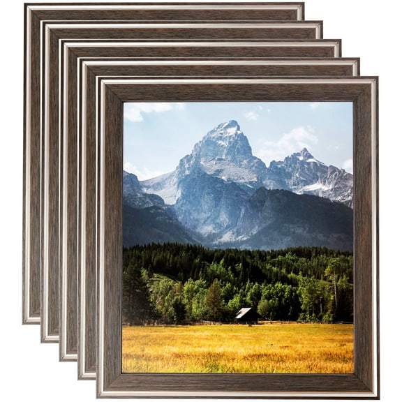 ArtToFrames 5" x 5" Contrast Grey Picture Frame, 5x5 inch Gray Wood Poster Frame (WOM-4930), 5 Pack