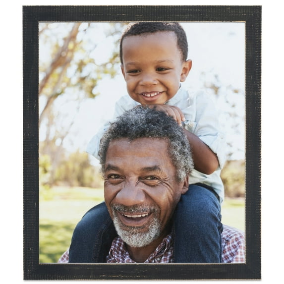 ArtToFrames 5" x 5" Distressed Black Picture Frame, 5x5 inch Black Wood Poster Frame (WOM-4740), 1 Pack