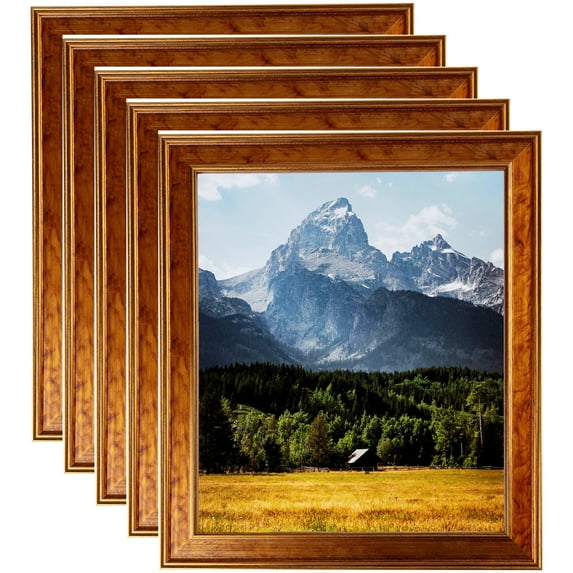 ArtToFrames 5" x 5" Gold Panel Picture Frame, 5x5 inch Multi Wood Poster Frame (WOM-5091), 5 Pack