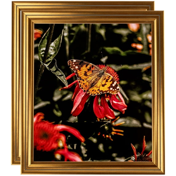 ArtToFrames 5" x 5" Gold Step Picture Frame, 5x5 inch Gold Wood Poster Frame (WOM-4548), 2 Pack