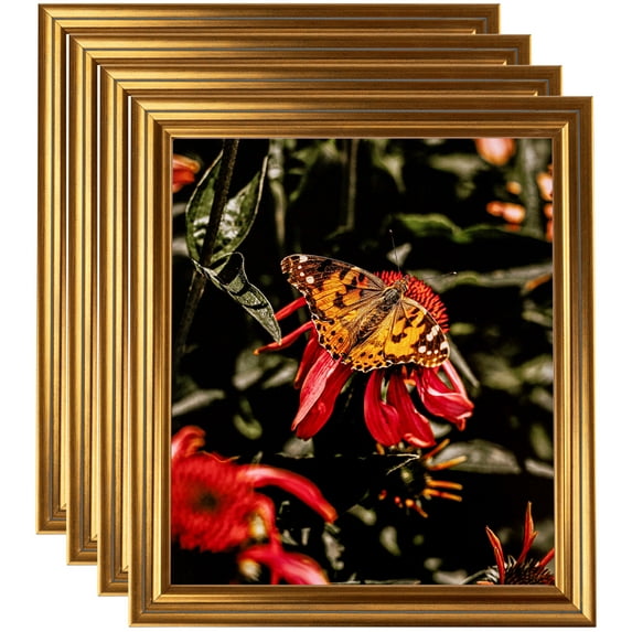 ArtToFrames 5" x 5" Gold Step Picture Frame, 5x5 inch Gold Wood Poster Frame (WOM-4548), 4 Pack