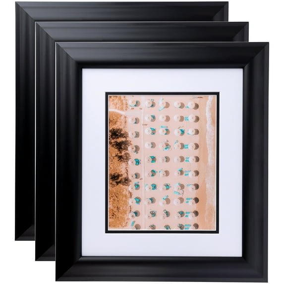 ArtToFrames 5" x 5" Satin Black Reverse Step Picture Frame, 5x5 inch Black Wood Poster Frame (WOM-1419), 3 Pack