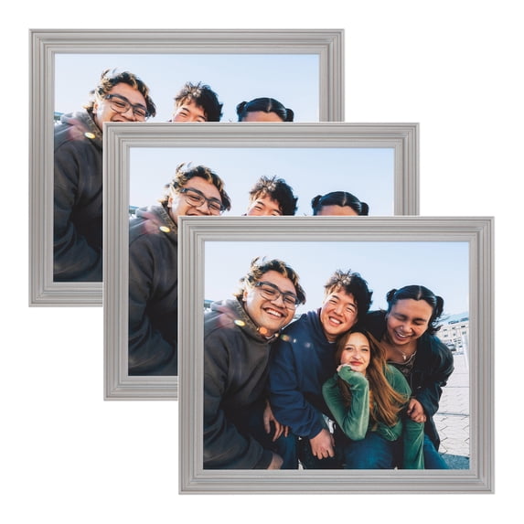 ArtToFrames 5" x 5" Silver Picture Frame, 5x5 inch Silver Wood Poster Frame (WOM-5388), 3 Pack