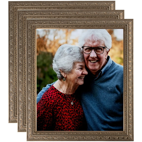 ArtToFrames 5" x 5" Silver Victorian Emboss Picture Frame, 5x5 inch Silver Wood Poster Frame (WOM-5082), 3 Pack