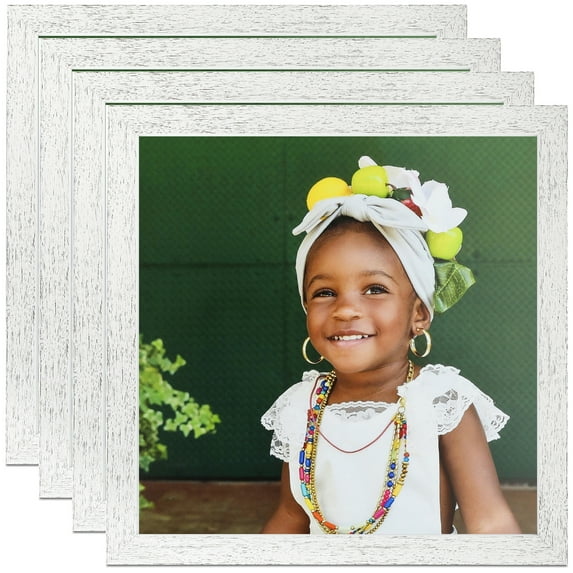ArtToFrames 5" x 5" White Picture Frame, 5x5 inch White Wood Poster Frame (WOM-4430), 4 Pack