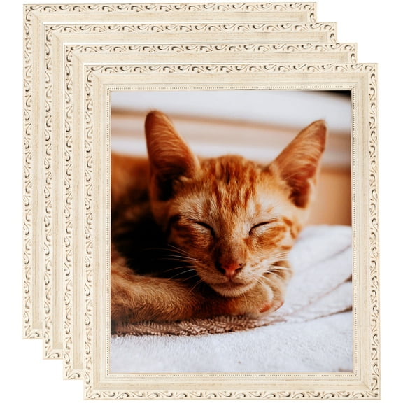 ArtToFrames 5" x 5" White Wash Picture Frame, 5x5 inch White Wood Poster Frame (WOM-4906), 4 Pack