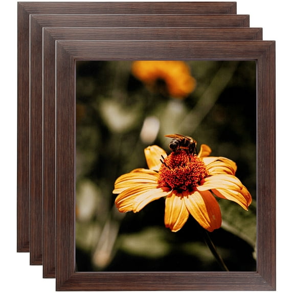 ArtToFrames 5" x 5" Wooden Finish Mahogany Picture Frame, 5x5 inch Brown Wood Poster Frame (WOM-4958), 4 Pack