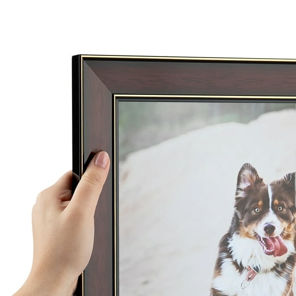 ArtToFrames 5" x 55" Honors Mahogany with Gold Picture Frame, 5x55 inch Brown Wood Poster Frame (WOM-5156)