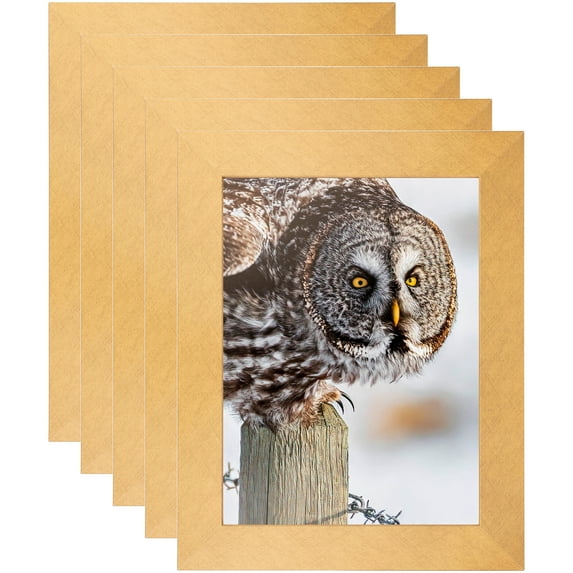 ArtToFrames 5" x 7" Metallic Gold Picture Frame, 5x7 inch Gold MDF Poster Frame (WOM-4500), 5 Pack
