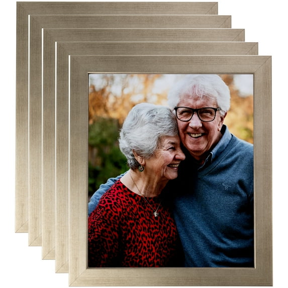 ArtToFrames 5" x 7" Muted Prosecco Gold Picture Frame, 5x7 inch Gold MDF Poster Frame (WOM-4673), 5 Pack