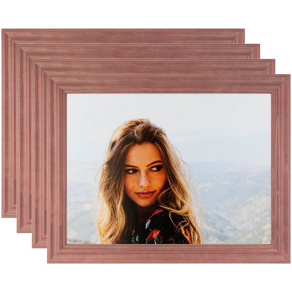 ArtToFrames 5" x 7" Pink Picture Frame, 5x7 inch Pink Wood Poster Frame (WOM-4441), 4 Pack