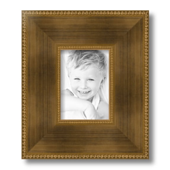 ArtToFrames 5" x 7" Streaked Gold with Beeds Picture Frame, 5x7 inch Gold Wood Poster Frame (WOM-5172), 5 Pack