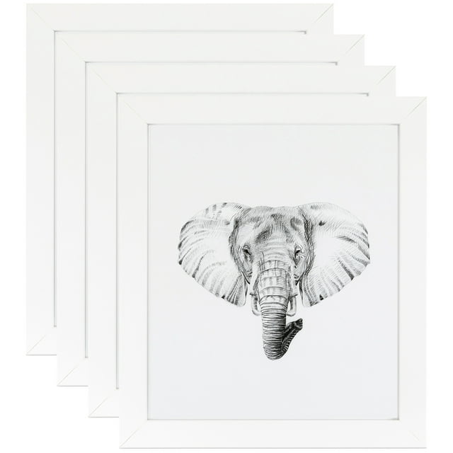 ArtToFrames 5" x 7" White Picture Frame, 5x7 inch White MDF Poster Frame (WOM-3966), 4 Pack