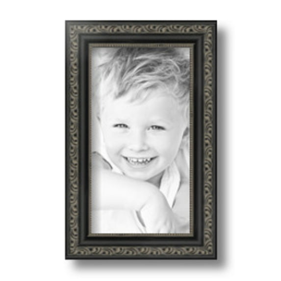 ArtToFrames 5" x 9" Antique Black Picture Frame, 5x9 inch Black Wood Poster Frame (WOM-5106)