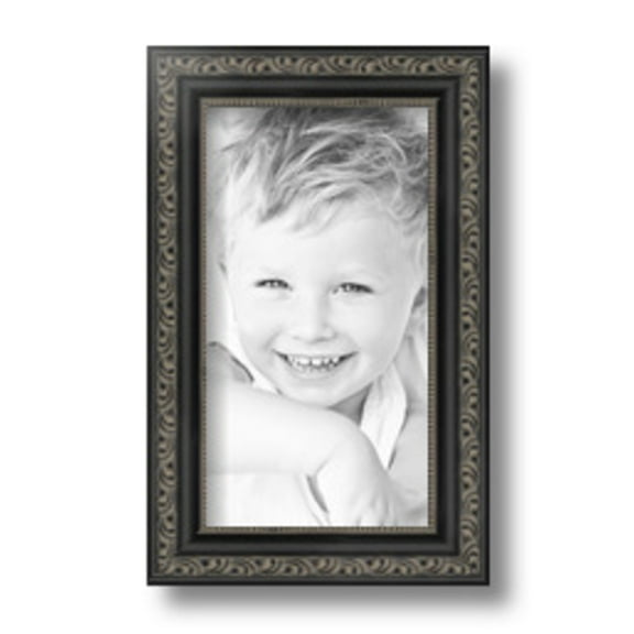 ArtToFrames 5" x 9" Antique Black Picture Frame, 5x9 inch Black Wood Poster Frame (WOM-5106)