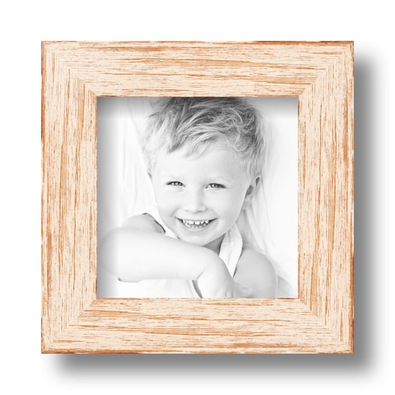 ArtToFrames 5x5" Knotty Pines Pecan with White Wash Picture Frame, White Wood Poster Frame, with Regular Glass and Foam Backing 3/16 inch (FBPL-4771)