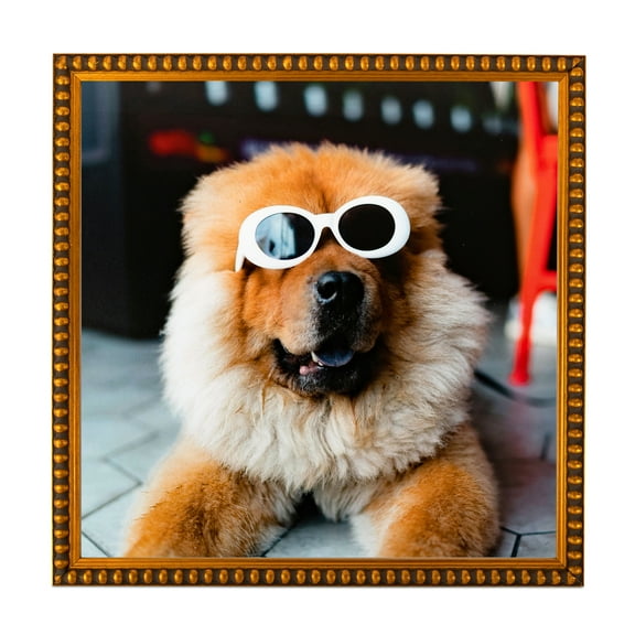 ArtToFrames 5x7" Gold Leaf with Bead Compo Picture Frame, Gold Wood Poster Frame, with Regular Glass and Foam Backing 3/16 inch (FBPL-4761)