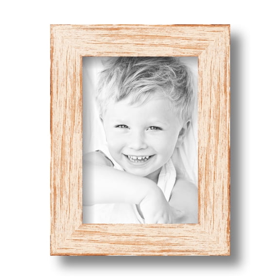 ArtToFrames 5x7 Inch Knotty Pines Pecan with White Wash Picture Frame, This White Wood Poster Frame is Great for Your Art or Photos, Comes with Regular Glass (4771)