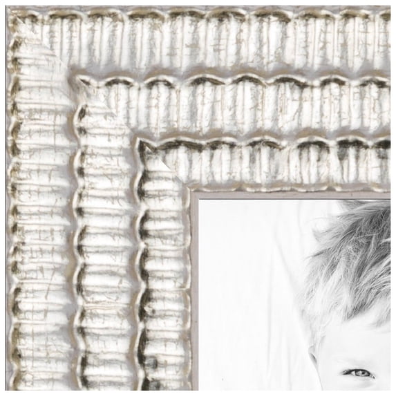 ArtToFrames 5" x 9" Bright Silver Picture Frame, 5x9 inch Silver Wood Poster Frame (WOM-4752)