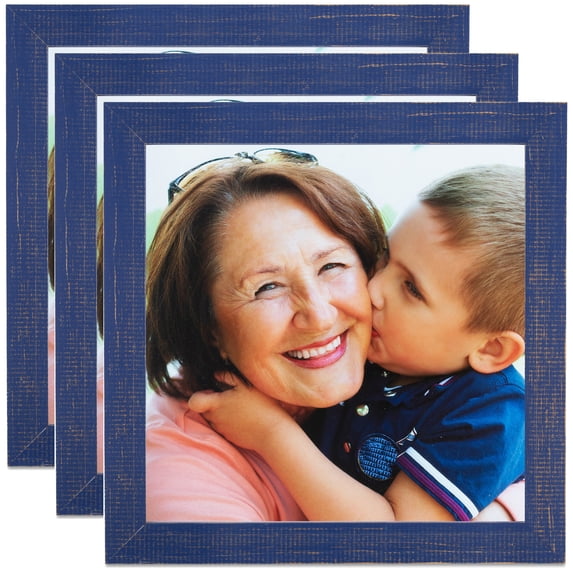 ArtToFrames 6" x 10" Navy Blue Picture Frame, 6x10 inch Blue Wood Poster Frame (WOM-4603), 3 Pack