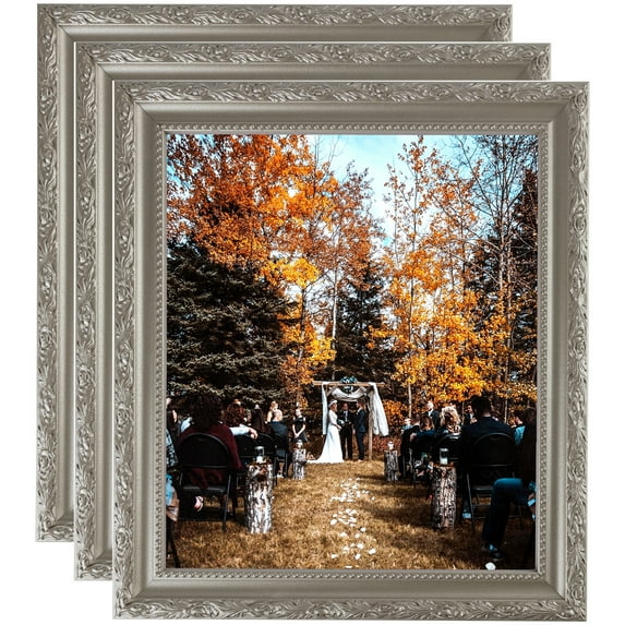 ArtToFrames 6" x 13" Classic Antique Silver Picture Frame, 6x13 inch Silver Wood Poster Frame (WOM-4926), 3 Pack