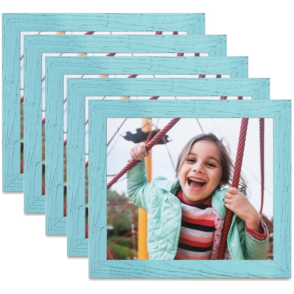 ArtToFrames 6" x 18" Eggshell Blue Picture Frame, 6x18 inch Blue Wood Poster Frame (WOM-4599), 5 Pack
