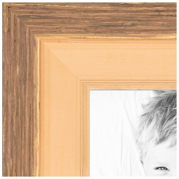 ArtToFrames 6" x 18" Gold And Stained Brown Picture Frame, 6x18 inch Gold Wood Poster Frame (WOM-4766)