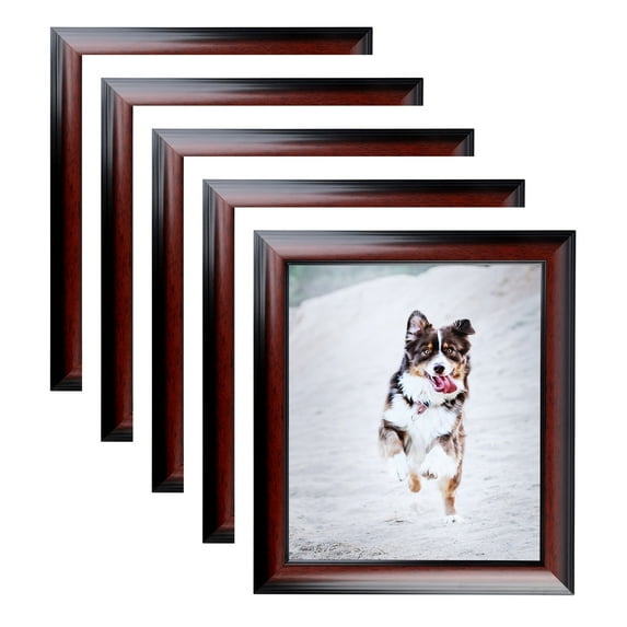 ArtToFrames 6" x 34" Honors Mahogany with Black Picture Frame, 6x34 inch Brown Wood Poster Frame (WOM-5154), 5 Pack