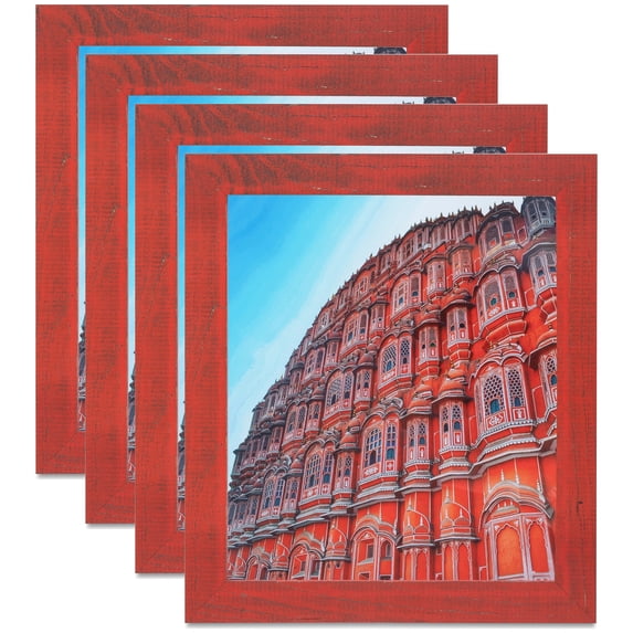 ArtToFrames 6" x 34" Red Picture Frame, 6x34 inch Red Wood Poster Frame (WOM-4593), 4 Pack
