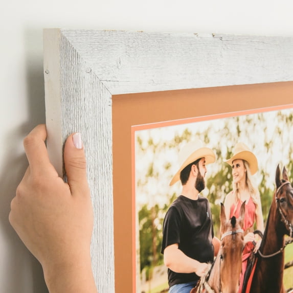ArtToFrames 6" x 38" Real Reclaimed White Barnwood Picture Frame, 6x38 inch White Wood Poster Frame (WOM-4817)