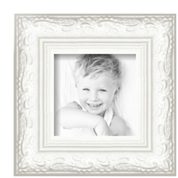 ArtToFrames 6" x 6" Majestic White Picture Frame, 6x6 inch Silver Wood Poster Frame (WOM-5198), Pack