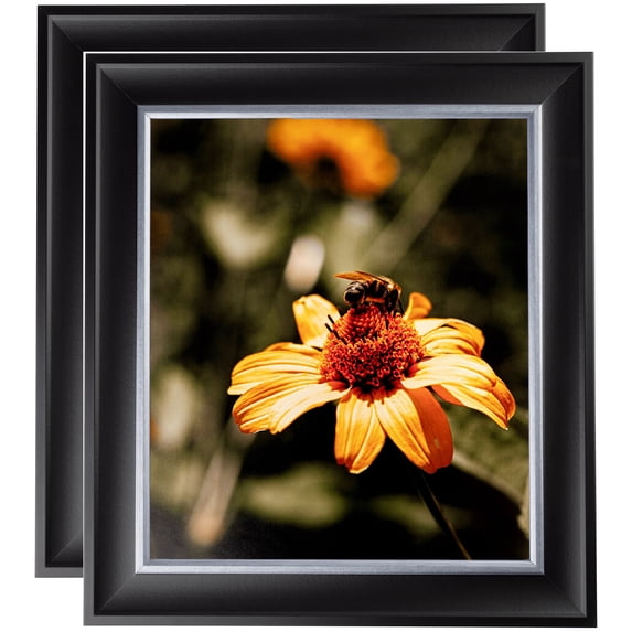 ArtToFrames 6" x 8" Black Velvet with Silver - 2 Picture Frame, 6x8 inch Black MDF Poster Frame (WOM-4693), 2 Pack